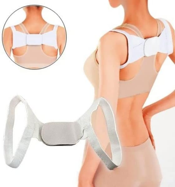 IMPORTIKAAH Unisex Posture Corrector Shoulder Support Strap for Poor Postures (White, 13 X 18 Inch Shoulders)