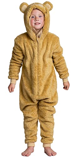 Pijama de forro polar para niños y niñas de 2 a 13 años totalmente súper suave y cálido de oso de peluche todo en uno, Oso de peluche súper suave, 3-4 Años Cover