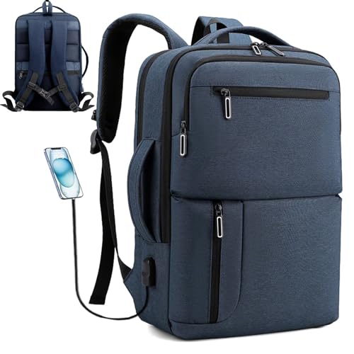 Clufar Laptop Rucksack Herren 15,6 zoll Wasserdicht Notebook Backpack mit USB Ladeanschluss Business Arbeit Reisen Laptoprucksack Arbeitsrucksack Blau Anti Diebstahl für Frauen College Schule,Blue