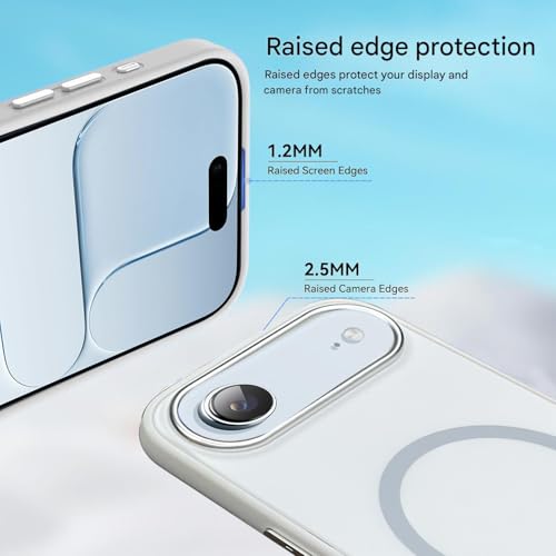 Image of VONZEE Magnetic for iPhone 17 Air Case (2025)(Compatible with MagSafe)(Military Grade Drop Protection) Matte Shockproof with Anti-Fingerprint Phone Cover, 6.6''|White