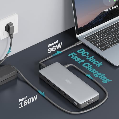 Digitus USB-C Docking Station - 13 Porte - 3X Hdmi, 2X Displayport Ultrahd 4K/60Hz - 1X USB-A 3.2 Gen2, 1X USB-C 3.2 Gen2, 3X USB-A 3.2 Gen1-1X 2.5G Rj45-1X 3.5Mm Audio - Grigio - 3
