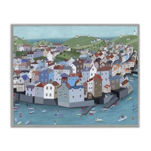 Port Town Neighborhood Ocean View, 24 x 30 Inch Framed Giclée Print