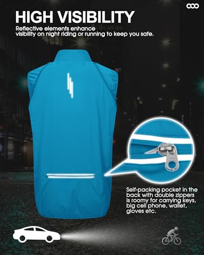 Image of 33,000ft Men's Cycling Jacket Long Sleeve, Waterproof Running Bike Vest Outerwear Reflective Windproof Sleeveless Jacket
