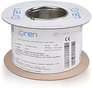 Oren CAT6 50m Ethernet Cable White - Slim - 23 AWG Pure Copper Wire - 250 MHz Bandwidth UTP Internet LAN Network Cable - Halogen Free, Non-Corrosive - Gigabit High Speed Ethernet Cable