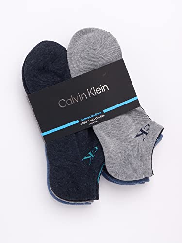 Image of Calvin Klein Mens No Show Socks - 6 Pack Soft Cotton Blend Cushioned Athletic Low Cut Socks for Men for Sports and Running