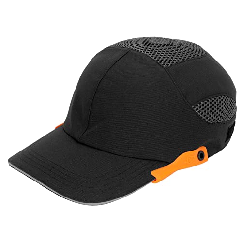 Leapiture Bump Hat Baseball Hardhat Industrial Security Hat Protective Adjustable Practical for Sports Working (Black with Orange Edge)