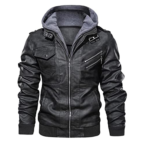 MITCOWBOYS Übergangsjacke Herren Herbst Mit Kapuze Militär Feldjacke Winter Bomberjacke Outdoorjacke Fliegerjacke PU Lederjacke Softshelljacke Bikerjacke Freizeitjacke Sportlich Winterjacke Cover