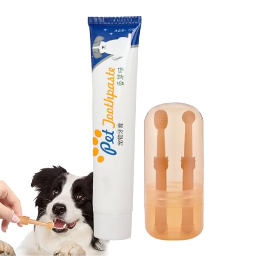 Chaies Cepillo de dientes y pasta de dientes para perros pequeños | Cepillo de dientes para cachorros con cabezales de doble cara - Suministros de salud animal para refugio, hogar, tienda de mascotas