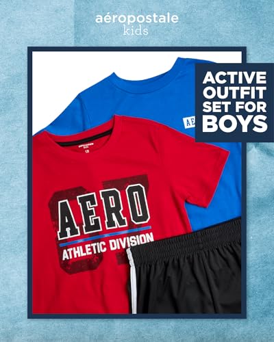 Image of AEROPOSTALE Boys Active Shorts Set - 3 Piece Short Sleeve Active Jersey Tees and Performance Jersey Dolphin Shorts (8-12)