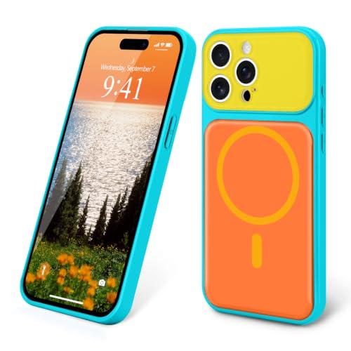 Magnetic for iPhone 15 Pro Max Case, Cute Dopamine Contrast Color,Lake blue