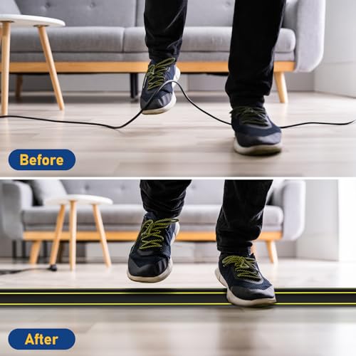 image for Gudui Floor Cord Cover, 10 ft Heavy Duty Floor Cable Cover 3 Channels 