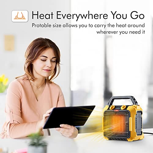 Portable Space Heater, Electric Small Heater With Thermostat Overheat Tip-Over Protection, 750W/1500W Ptc Ceramic Room Heater For Bedroom, Garage, Office, Desk, Workshop Indoor Use #TOP3