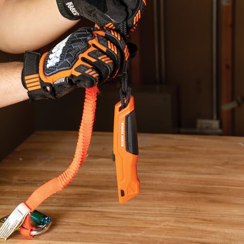 Klein Tools Faca utilitária retrátil 44301 com armazenamento de lâmina e 5 lâminas extras, laranja b