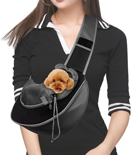 Pet Dog Sling Carrier Pocket Adjust Strap Anti-Falling Design Breathable Mesh Travel Safe Sling Bag Carrier for Dogs Cats