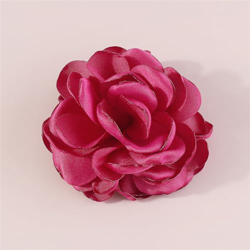 Image of Handmade Satin Fabric Rose Flower Extra Large Big Brooches Lapel Pins for Women Elegant Vintage Big Camellia Flower Brooch Pin for Women Girls Wedding Part Dance Dress Suit Clothes Accessories Jewelry Gifts