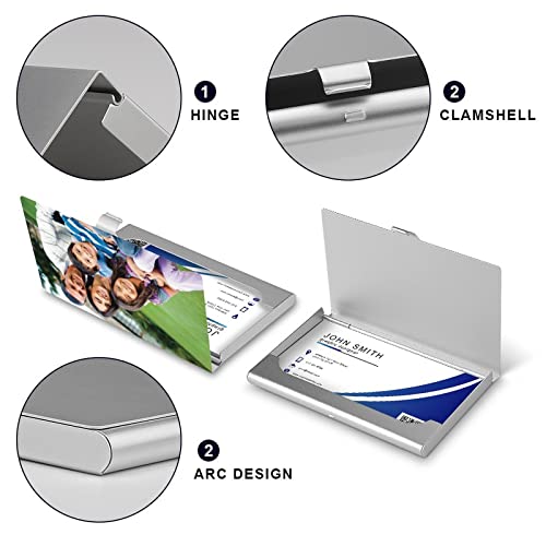 Custom Business Card Case Personalized Business Card Holder Add Your Picture Text Logo Slim Aluminum Pocket Name Card Case Organizer for Men Women 3.7 x 2.2 Inch3