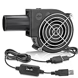 WDERAIR 97mm x 33mm USB Centrifugal 5V Air Blower Brushless Fan with Tube for Replacement Fireplace Forge Smoker BBQ Electronic Cabinet Squirrel Cage Cooler