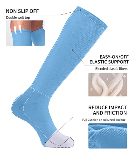 Celersport 2 Pack Baseball Soccer Softball Socks For Youth Kids Men Women Multi-Sport Tube Socks Light Blue X-Small #TOP4