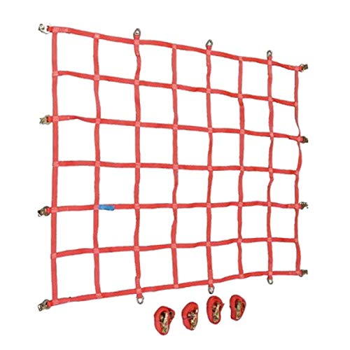 Ladungssicherungsnetz von kuriershop, Rot, Haken, D-Ring, Polyester, Auto, LKW, 1,57 x 1,35 m, LC 800 daN, DEKRA zertifiziertes Gurtbandnetz