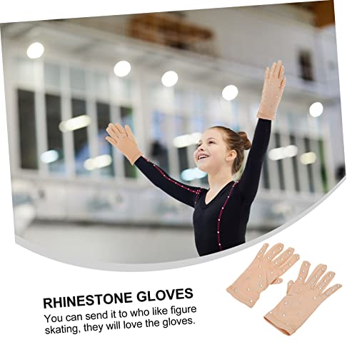FRCOLOR Eiskunstlauf Handschuh Mit Strasssteinen Für Damen Eiskunstlaufhandschuhe Aus Hochwertigem Material Performance Handschuhe in Hautfarbe