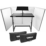 Vonyx DB10 Mobiler DJ-Tisch mit DB2 Faltbarem DJ-Screen und Taschen – Stabiles Aluminium, Lycra-Bespannung, klappbar, für mobile DJs und Events – Weiß