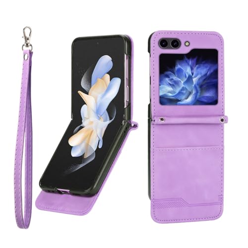 Protège charnière Samsung Flip 5 anti-choc étui cuir avec porte-cartes