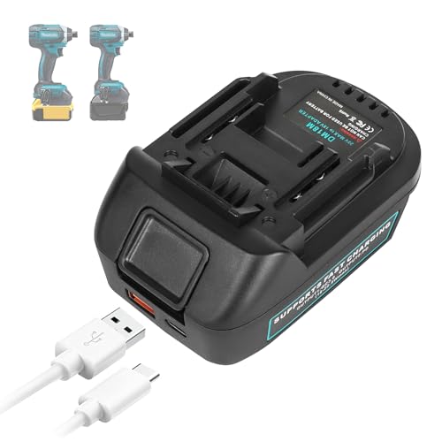 ZLWAWAOL DM18M Battery Adapter with USB & Type-C Charging Socket Compatible with Dewalt 20V & Milwaukee 18V Batteries, Convert to Makita 18V Batteries (Not Made in Milwaukee,Dewalt, or Makita)