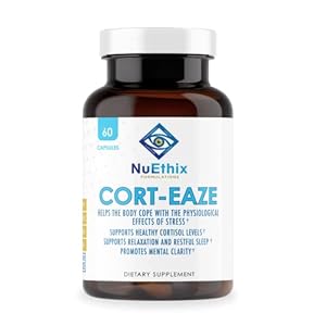 NuEthix Formulations Cort-Eaze – Cortisol Supplement – Health Support Supplement with Ashwagandha, L-Theanine & Rhodiola Rosea – Relaxation and Deep Sleep, 60 Capsules, 30 Servings