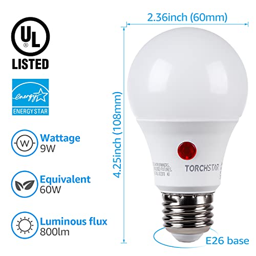 Torchstar XL1A19-4P9W50SS Dusk To Dawn Light Bulbs Outdoor thumb #3