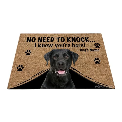 Ganshan Bi Personalized Door Mat with Funny Dog Labrador Welcome Floor Mat No Need to Knock I Know You're Here Gift for Dog Lover 23.6