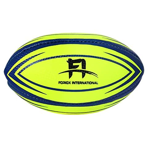 Foriox International Rugby Ball Size 2 Training Ball Soft Touch Anti-Slip Particles Rugby Games the Perfect Rugby Ball - Rugby Christmas Ideas - Great Rugby Ball (2, Lemon), Yellow Cover