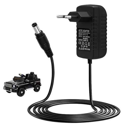 Chargeur 12V 1A Pour Voiture électrique Enfant – Prise Ronde 2,1x5,5 Mm – Protection Surtension, Surchauffe – LED Rouge/vert – Câble 1,5 M – Universel SUV, ATV, Quad