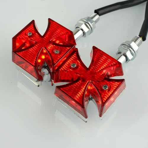 Clignotants LED moto avec motif croix de Malte pour customisation chopper et racer - 5