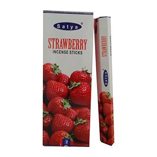 Satya Encens 6 boîtes Parfum Strawberry (Fraise) Bâtonnets d'encens Indien