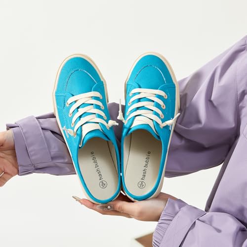 Image of hash bubbie Women's Mules Slip on Sneakers Canvas Tennis Shoes | backless summer close toed sandals non slip on walking casual comfortable