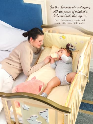 Image of BabyTeddy 16 in 1 Original Patented Baby Crib, Baby Cot, Toddler Bed,Cradle Rocker,Convertible Desk,Kid's Sofa Mode Mosquito Net,Soft Mattress Diaper Changing Station