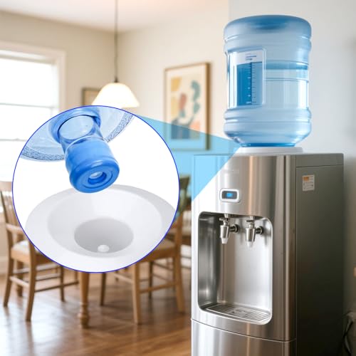 Jucoan 100 Pack Water Bottle Caps, 55mm 3&5 Gallon Non Spill Water Jug Caps, Replacement Snap On Caps for Water Dispenser Jugs, Includes 1 Wood Stick for Easy Remove
