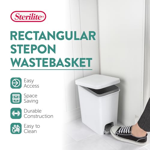 Caneca de basura rectangular con pedal Sterilite 2.7 gal blanca 8 unidades miniatura 3