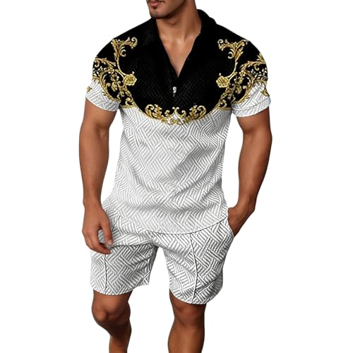 Ensemble homme t-shirt et short imprimé noir coupe ample XXXXL d'été