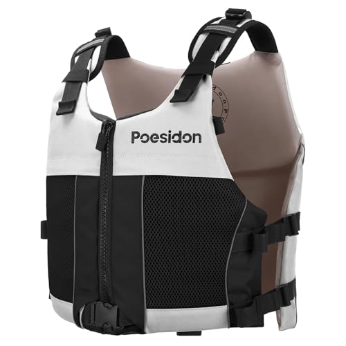 Poseidon Adjustable Water Safety Life Jacket - Classic Unisex Design with Front/Rear Storage Compartments for Multiple Water Activities