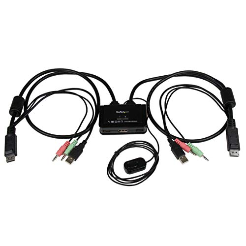 StarTech.com 2 Port DisplayPort Cable KVM Switch with Audio & Remote Control