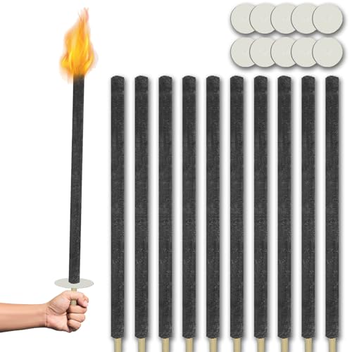 Froadp Antorchas de cera de 72 cm, larga duración de combustión, 100 min, bengalas con mango extralargo y protección de las manos, juego de antorchas y linternas para jardín, exteriores, senderismo
