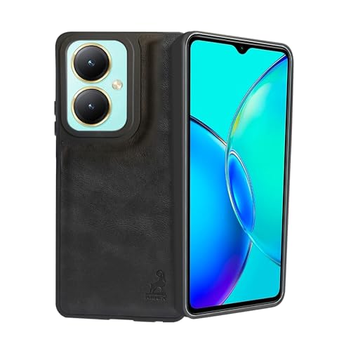 Image of AIBEX Shield Back Cover Case Compatible with Vivo Y27 4G Back Cover | Flexible Vegan Leather | Full Camera Protection | Raised Edges | Super Soft-Touch | Bumper Case