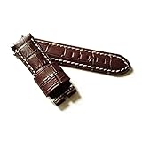 [輸入王オリジナル] 時計パーツ パネライと互換性あり BAバックル用 ベルト 型押しクロコ ダークブラウン 24/22 mm