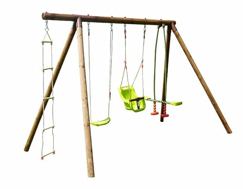 SOULET - Columpio Infantil de Madera Suzon con Balancín y Escalera 340 x 205 x 235 cm para Jardín