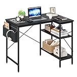 Panana L Shaped Gaming Desk Corner Computer Desk with Storage Shelves & Storage Bag, Reversible Home Office Desk Workstation Writing Study Table for Small Spaces (Black, 100x70cm)