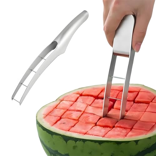 WBZOWRB Cortador de Frutas y Sandía de Acero Inoxidable - Herramienta Rápida y Segura para Cortar Melón en Cubitos y Ensalada de Frutas