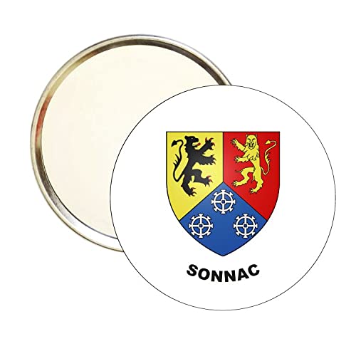 ROUND MIRROR. HERALDIC SHIELD SONNAC AVEYRON FRANCE