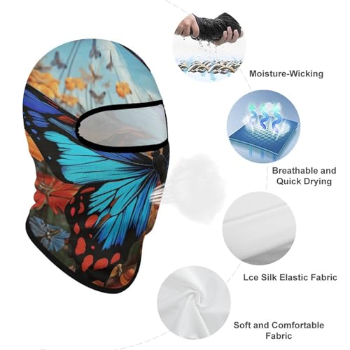 Máscara facial de pasamontaña con diseño de mariposa grande para hombre y mujer, protección solar, transpirable, cubre todo el cráneo para senderismo, ciclismo, correr, conducir miniatura 3