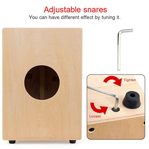 Image of AKLOT Cajon,12 * 12 * 18 inch Box Drum Full Size Percussion Instrument Cajons with Internal Adjustable Snares Birch Wood Compact